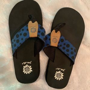 Yellow box flip flops